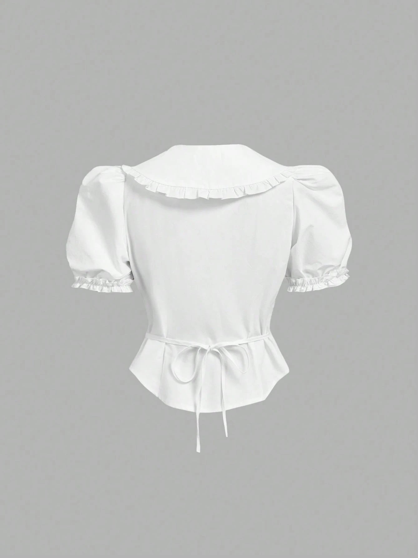 MOD Plus Size Woman Peter Pan Collar Slim Fit Puff Sleeve Short Sleeve Shirt, Summer,Short Sleeve Tops Office White Cute