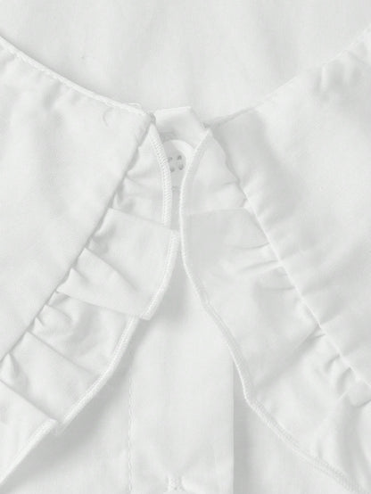 MOD Plus Size Woman Peter Pan Collar Slim Fit Puff Sleeve Short Sleeve Shirt, Summer,Short Sleeve Tops Office White Cute