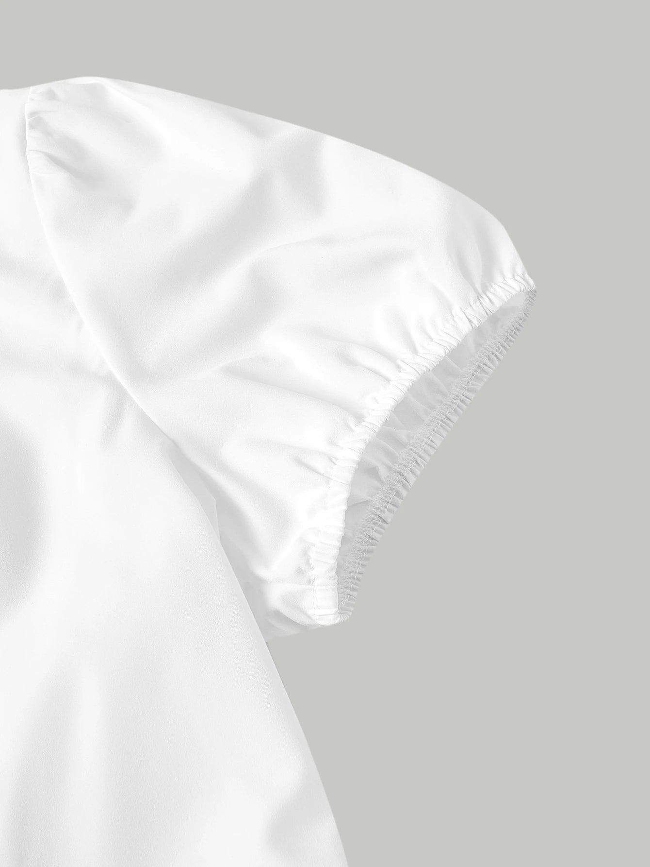 MOD Plus Size Women's White Puff Sleeve Fitted Blouse,Cute Back-To-School Tie Collar Shirt,Elegant Casual Formal Graduation Office Work Tops,Summer School