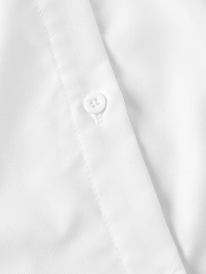 MOD Plus Size Women's White Puff Sleeve Fitted Blouse,Cute Back-To-School Tie Collar Shirt,Elegant Casual Formal Graduation Office Work Tops,Summer School