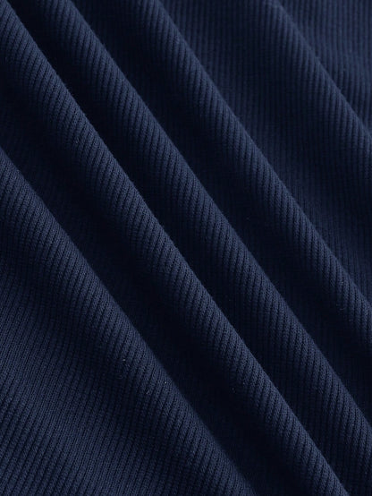 MOD Preppy Style Navy And White Contrast Collar Button Front Dress