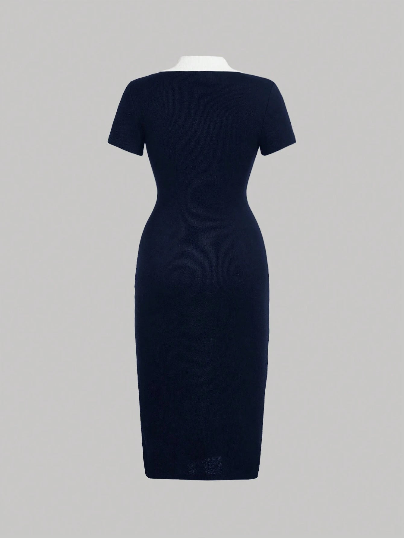 MOD Preppy Style Navy And White Contrast Collar Button Front Dress