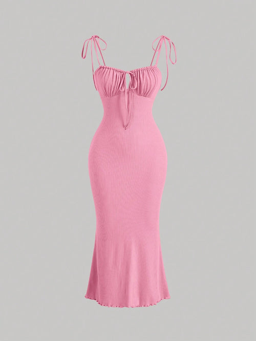 MOD Ruched Bust Tie Shoulder Cami Dress,Pastel Dresses For Women, Wedding Guest Dress