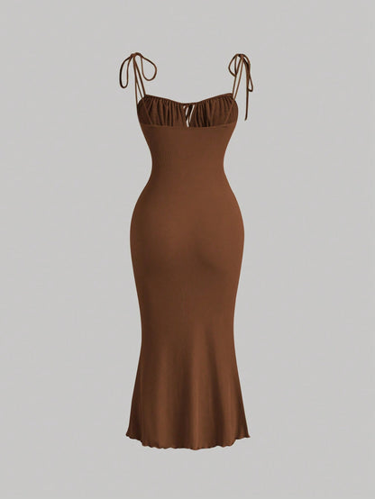 MOD Tie Front Ruched Bust Cami Dress