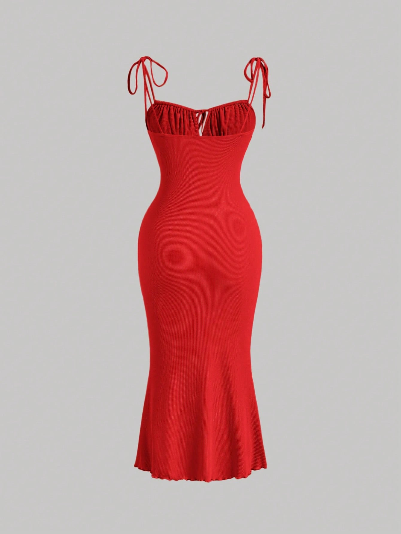 MOD Tie Shoulder Ruched Bust Mermaid Hem Cami Dress