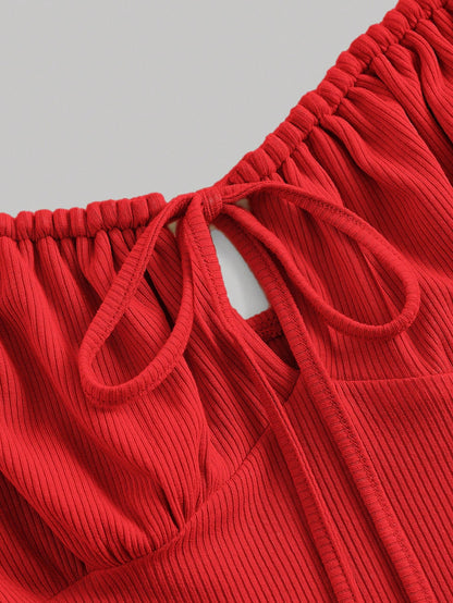MOD Tie Shoulder Ruched Bust Mermaid Hem Cami Dress