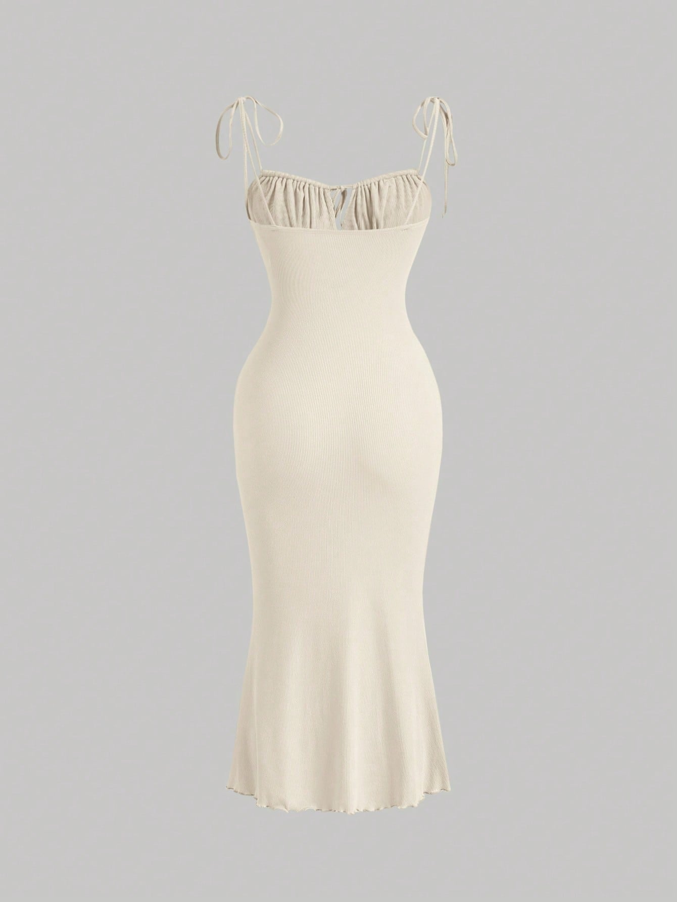 MOD Tie Shoulder Ruched Bust Mermaid Hem Cami Dress