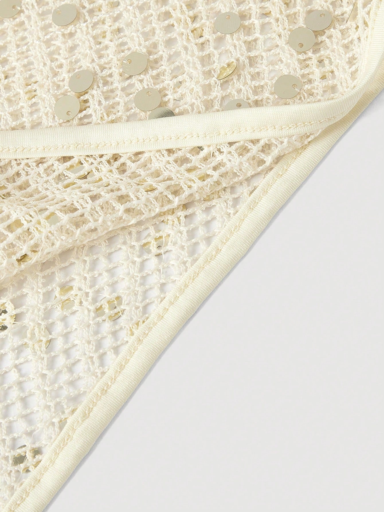 MOD Women's Beige Summer Casual Sequin Asymmetrical Neck Loose Top,Beach Holiday Vacation Festival Party Outfits, Swimwear Bathing Suit Cover Up