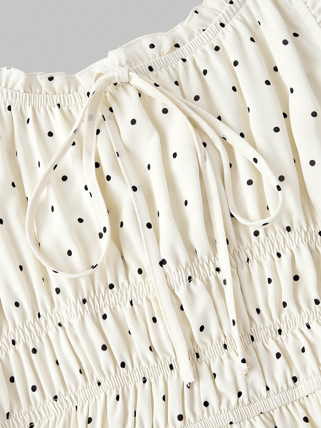 MOD Women's Black White Polka Dot Bow Ruched Milkmaid Dress,Elegant Romantic Vintage Party Eve Dresses,Summer Holiday Vacation Picnic Dresses,Floral