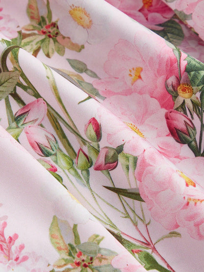 MOD Women's Romantic Floral Print Halter Mid-Length Dress Vintage, Wedding Guest Dress