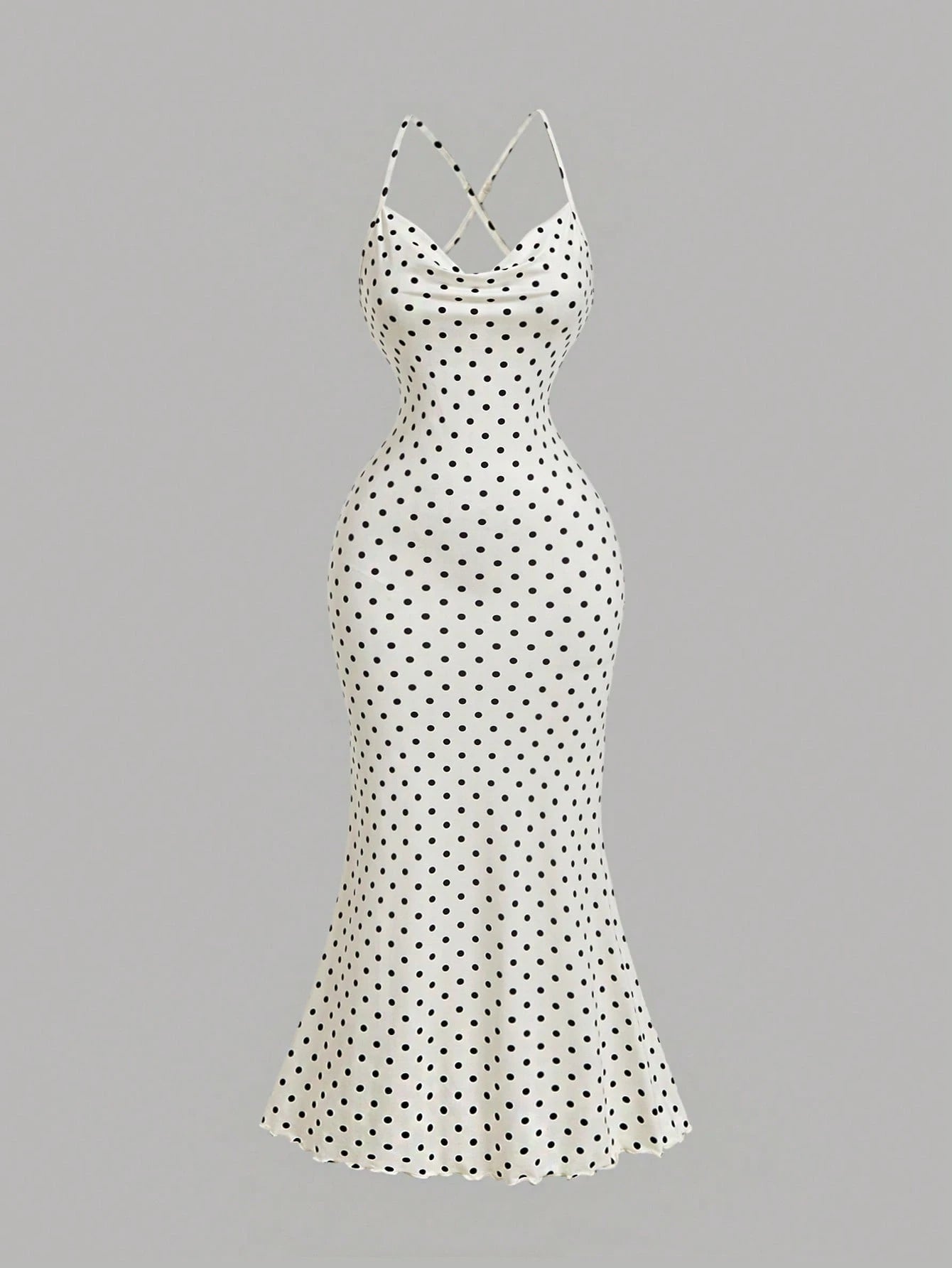 MOD Women's Swing Collar Brown And White Bodycon Fishtail Skirt,Summer,Elegant Sexy,Party Boho Beach Vacation Frenchy Dress Outfit For Ladies