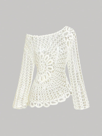 MOD Women White Crochet Beach Cover Up Country Concert Tops
