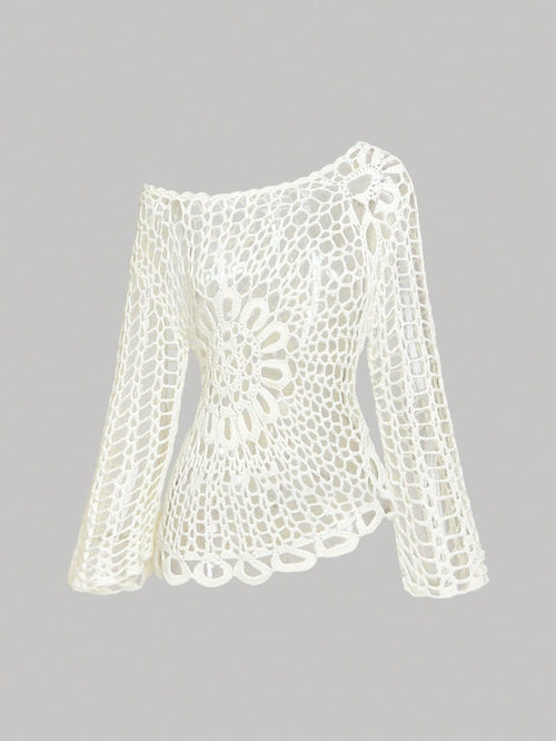 MOD Women White Crochet Beach Cover Up Country Concert Tops