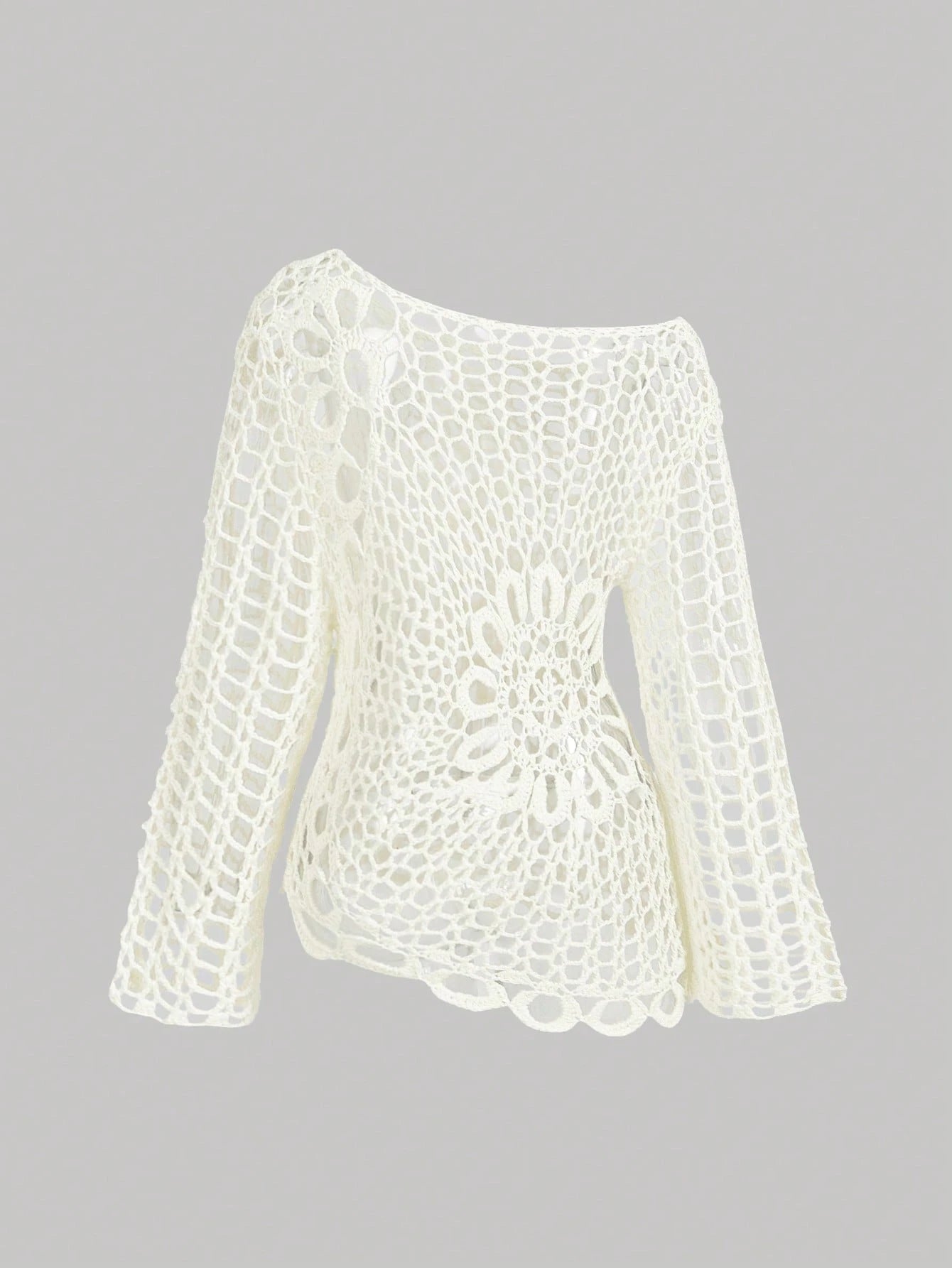 MOD Women White Crochet Beach Cover Up Country Concert Tops