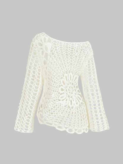 MOD Women White Crochet Beach Cover Up Country Concert Tops