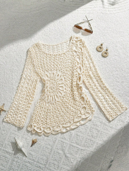 MOD Women White Crochet Beach Cover Up Country Concert Tops