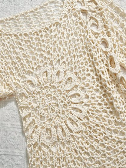 MOD Women White Crochet Beach Cover Up Country Concert Tops