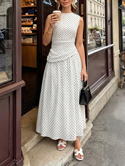 Modelyn French Design High Neck Cinched Waist Women Dress