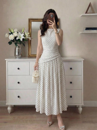 Modelyn French Design High Neck Cinched Waist Women Dress