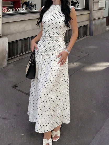 Modelyn French Design High Neck Cinched Waist Women Dress