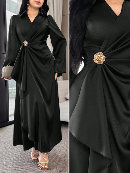 Modelyn Women Elegant Solid Color Flare Sleeve Wrap Dress,Fall Wedding Guest Dress,Summer Dresses For Women