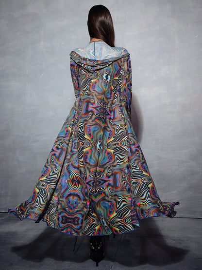 Modviera Random Print Long Sleeve Cover Up, Casual Beach, Summer Party & Music Festival
