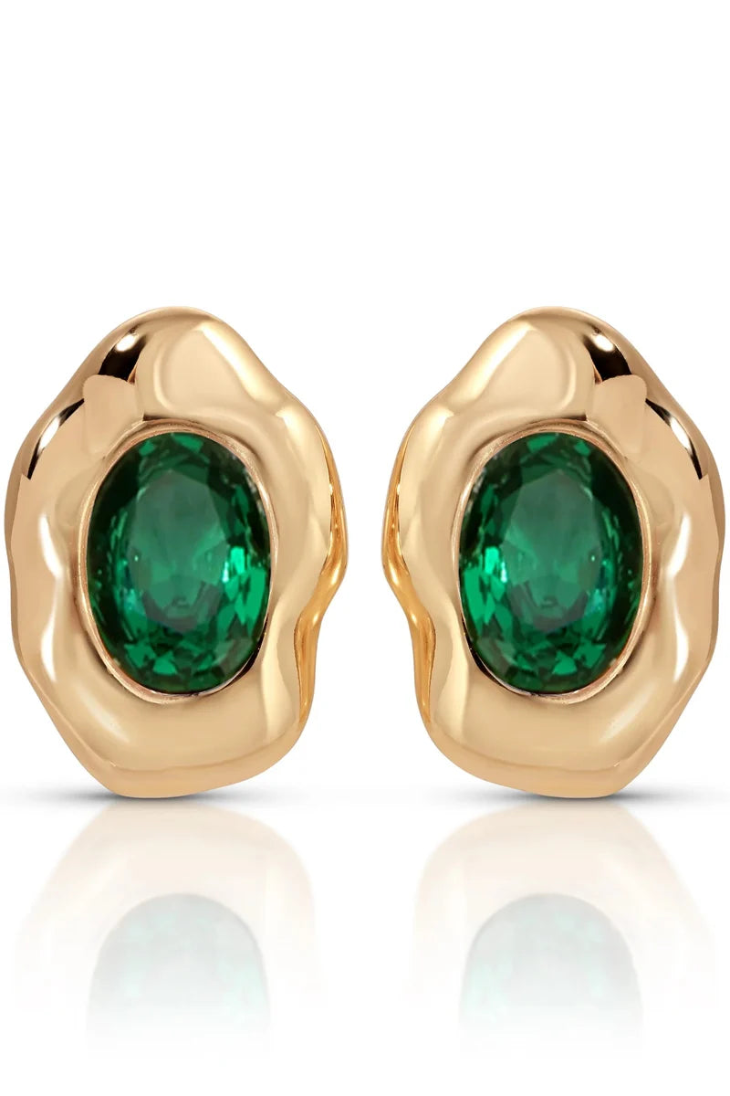 Molten Glow Crystal Studs - Emerald