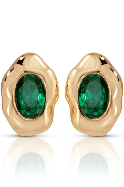 Molten Glow Crystal Studs - Emerald
