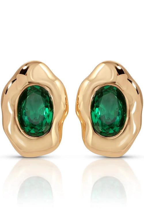 Molten Glow Crystal Studs - Emerald