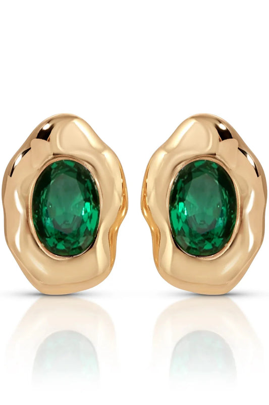 Molten Glow Crystal Studs - Emerald