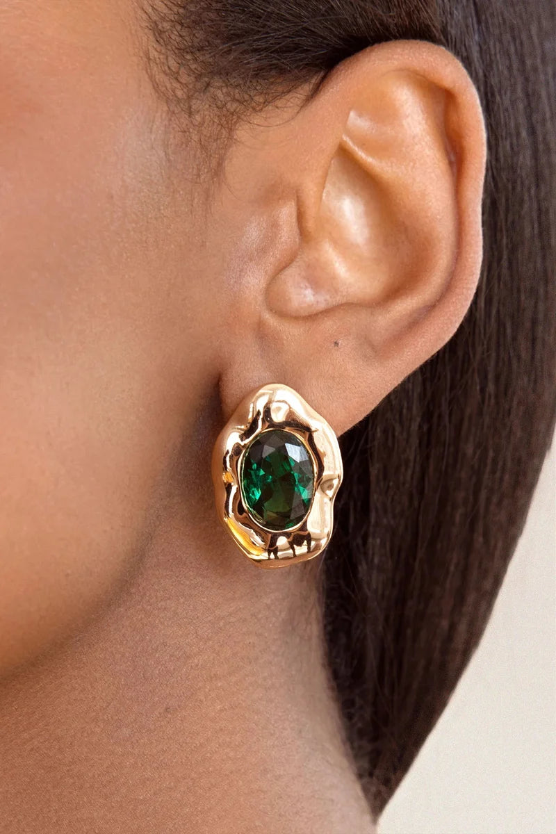 Molten Glow Crystal Studs - Emerald