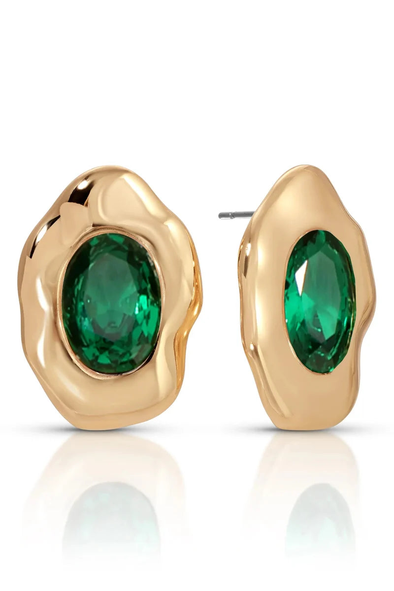 Molten Glow Crystal Studs - Emerald