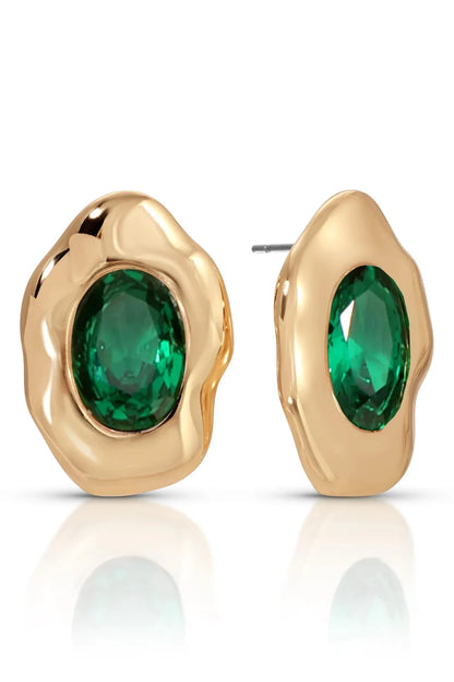 Molten Glow Crystal Studs - Emerald