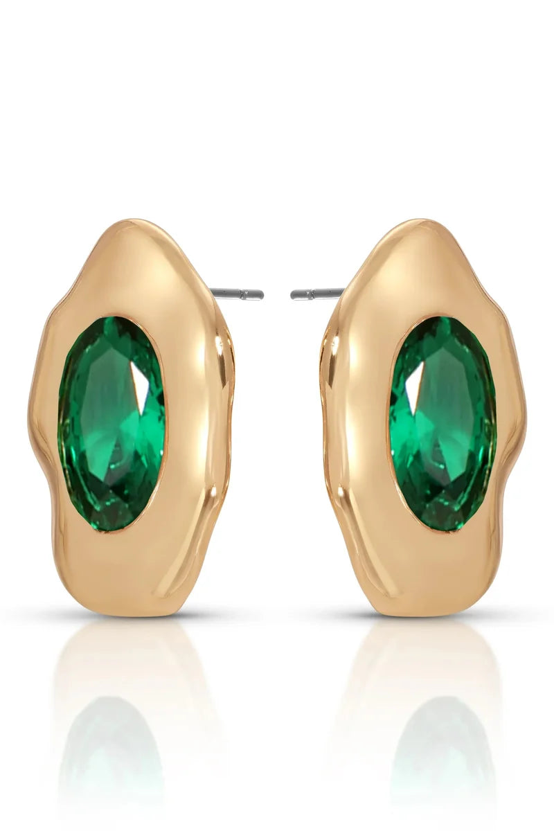 Molten Glow Crystal Studs - Emerald