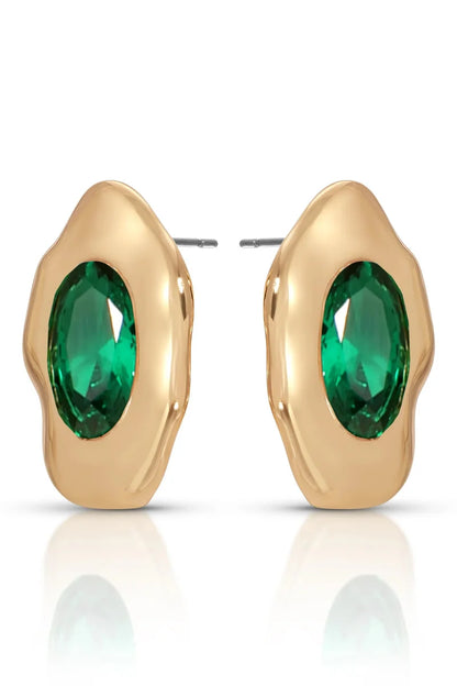 Molten Glow Crystal Studs - Emerald
