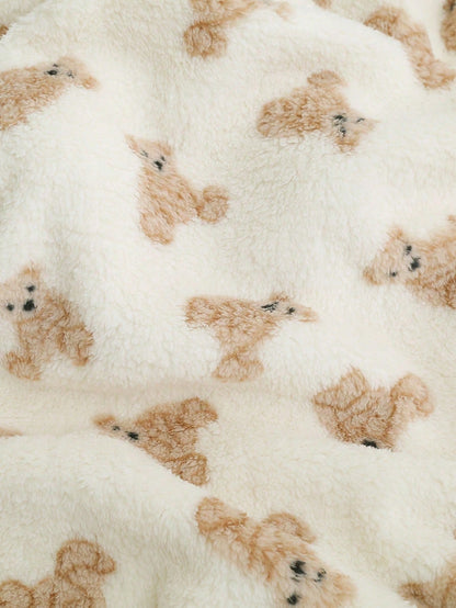 momscare 1pc Bear Pattern Swaddle Blanket, Soft Baby Hooded Towel, Stroller Blanket, Sweet Warm Gift For Baby Boys, Suitable For Home And Travel, Valentine's Day Gift