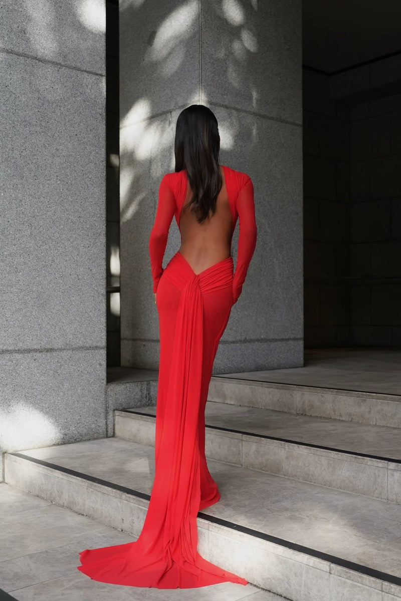Monaco Gown - Cherry Red