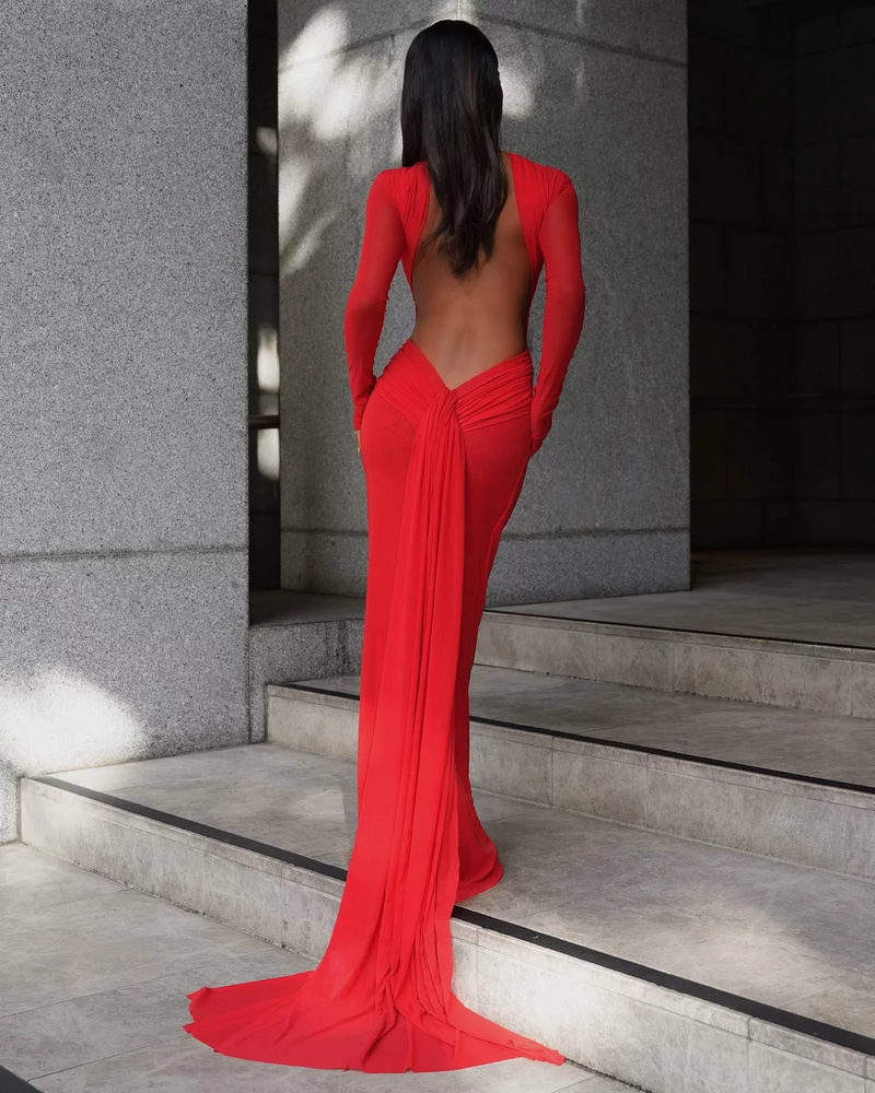 Monaco Gown - Cherry Red