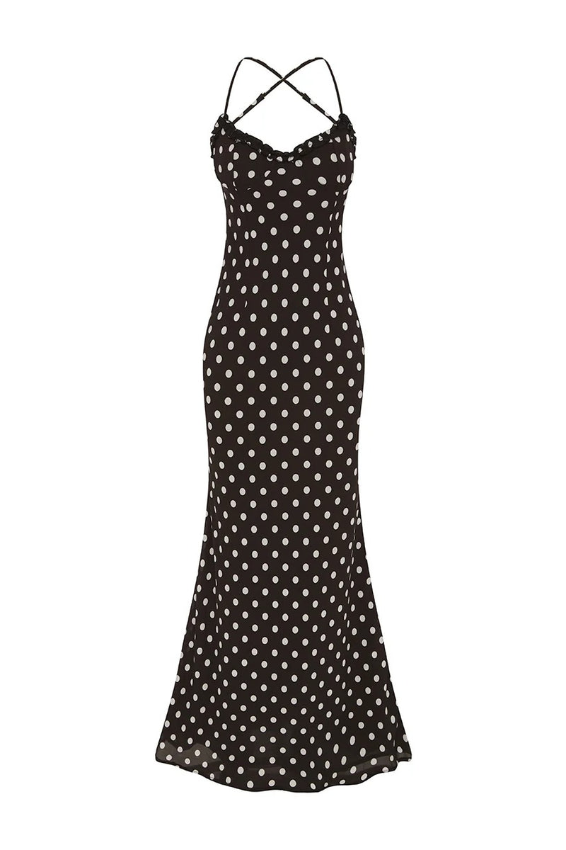 Monet Maxi Dress - Black Polka