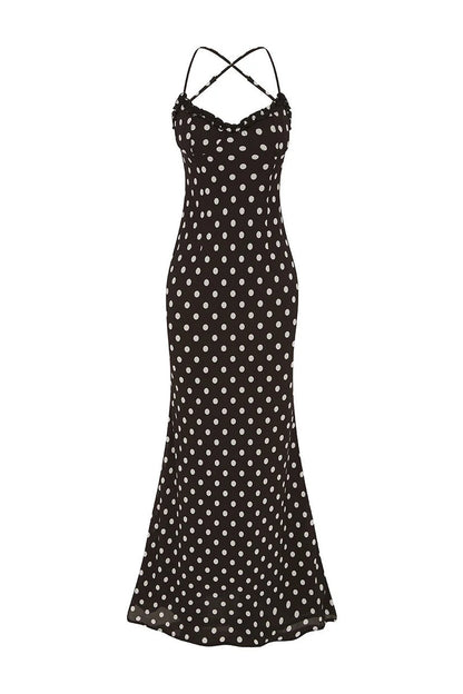 Monet Maxi Dress - Black Polka