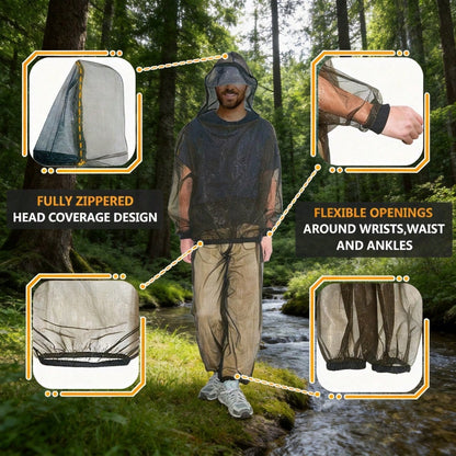 Mosquito Suit- Bug Mesh Pant & Jacket With Hood For Outdoor Protection From Ticks, Bugs, Flies, Gnats, No-See-Ums & Midges- Mosquito Net Clothing For Men & Women