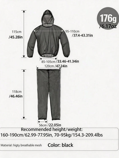 Mosquito Suit- Bug Mesh Pant & Jacket With Hood For Outdoor Protection From Ticks, Bugs, Flies, Gnats, No-See-Ums & Midges- Mosquito Net Clothing For Men & Women