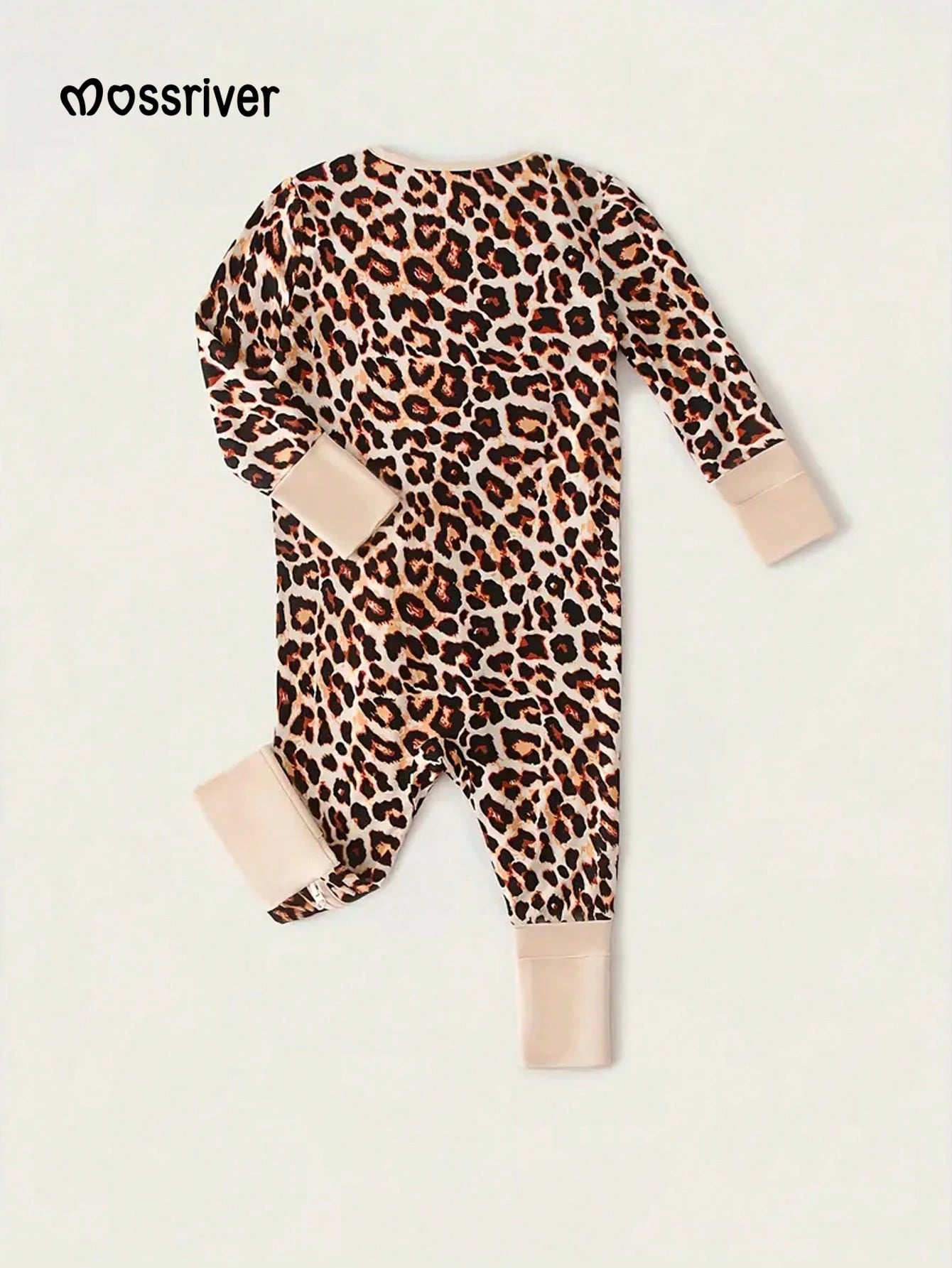 MOSSRIVER Baby Bamboo Leopard Print Footie One-Piece With Mitten Cuffs Double Zipper- Soft, All-Season