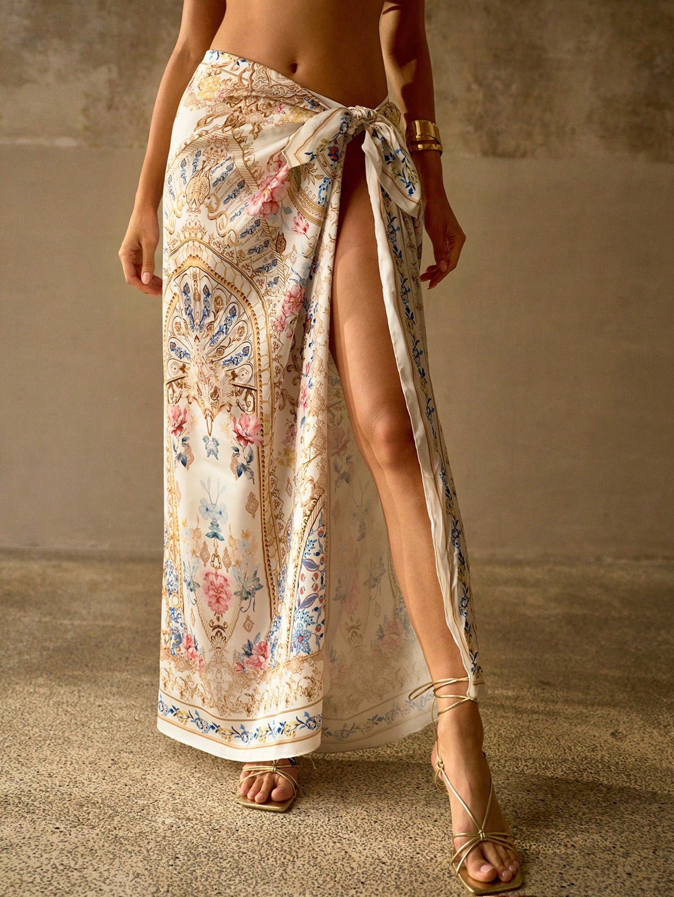 MOTF PREMIUM PRECISE & ELEGANT ALL-OVER PRINT VACATION MULTIFUNCTIONAL COVER-UP SKIRT