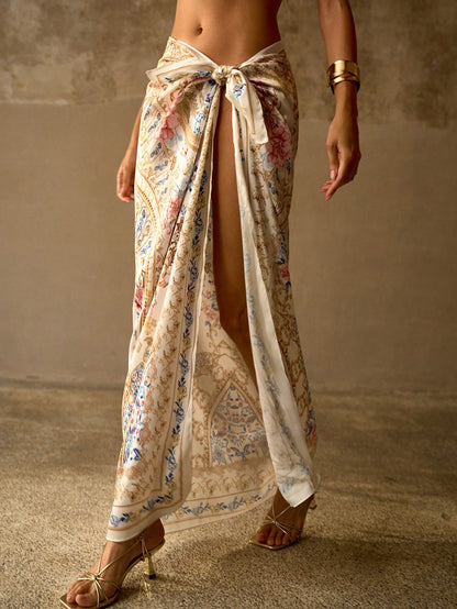 MOTF PREMIUM PRECISE & ELEGANT ALL-OVER PRINT VACATION MULTIFUNCTIONAL COVER-UP SKIRT