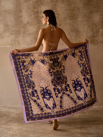 MOTF PREMIUM PRECISE & ELEGANT ALL-OVER PRINT VACATION MULTIFUNCTIONAL COVER-UP SKIRT