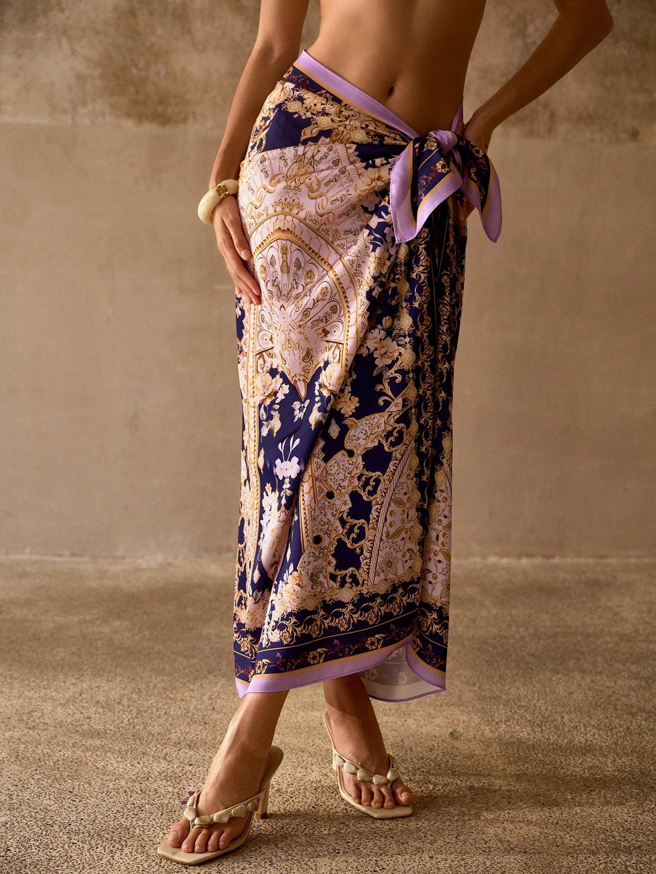 MOTF PREMIUM PRECISE & ELEGANT ALL-OVER PRINT VACATION MULTIFUNCTIONAL COVER-UP SKIRT