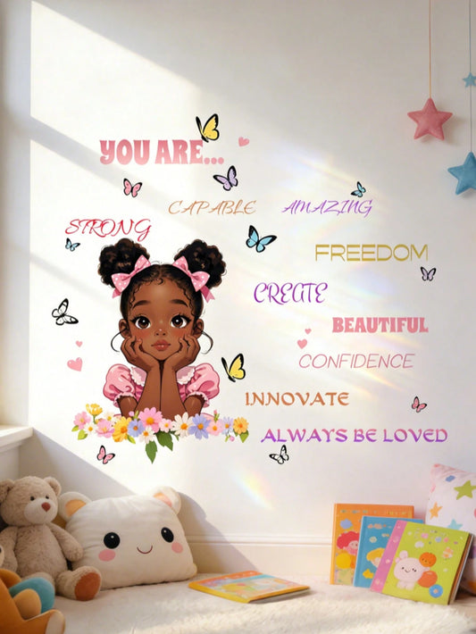 Motivational English Butterfly Wall Stickers For Girls Self-Adhesive Room Decorations For Living Room And Bedroom