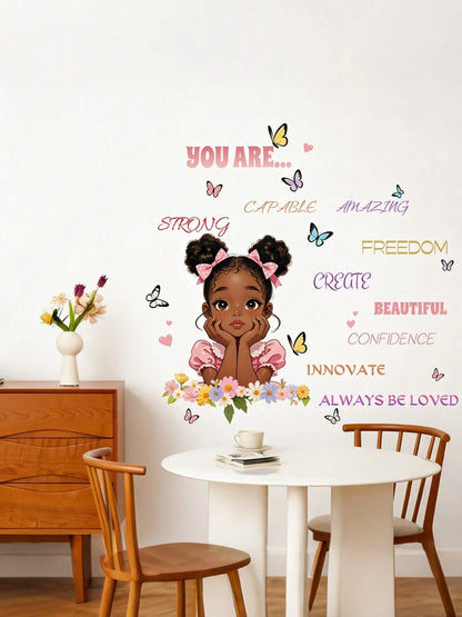 Motivational English Butterfly Wall Stickers For Girls Self-Adhesive Room Decorations For Living Room And Bedroom