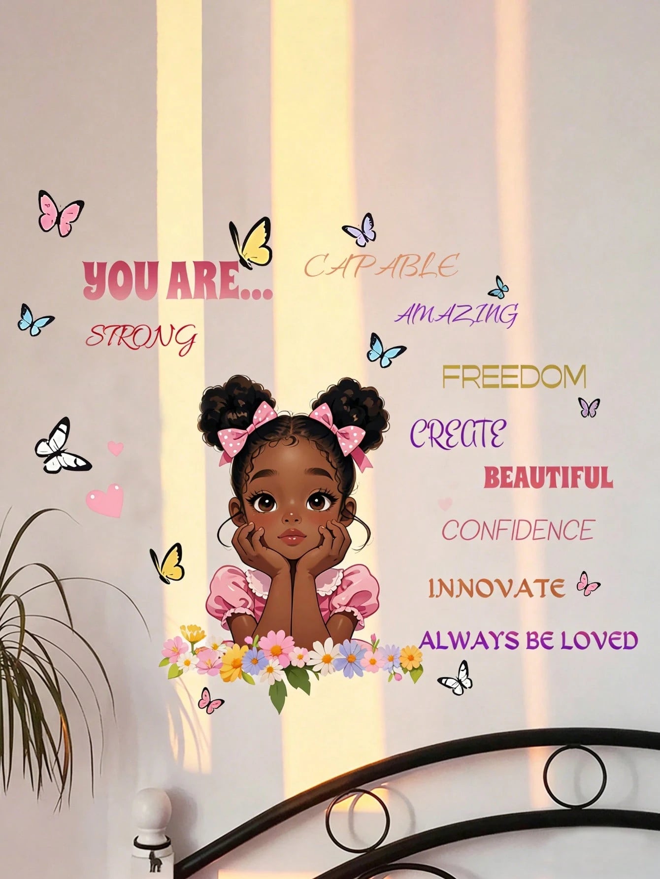 Motivational English Butterfly Wall Stickers For Girls Self-Adhesive Room Decorations For Living Room And Bedroom